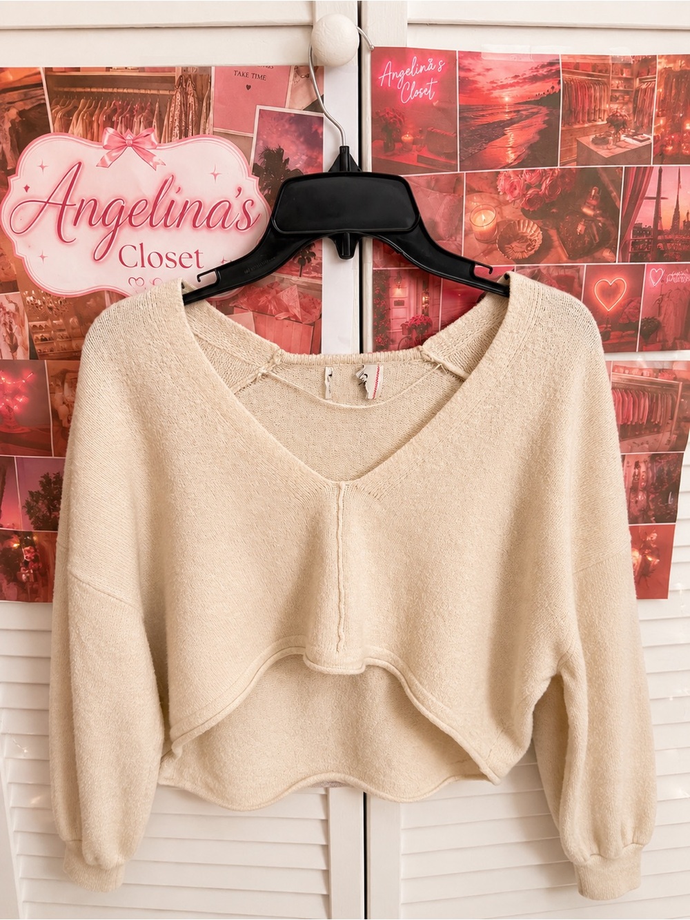 Urban Outfitters Cream Off-the-Shoulder Cropped Sweater